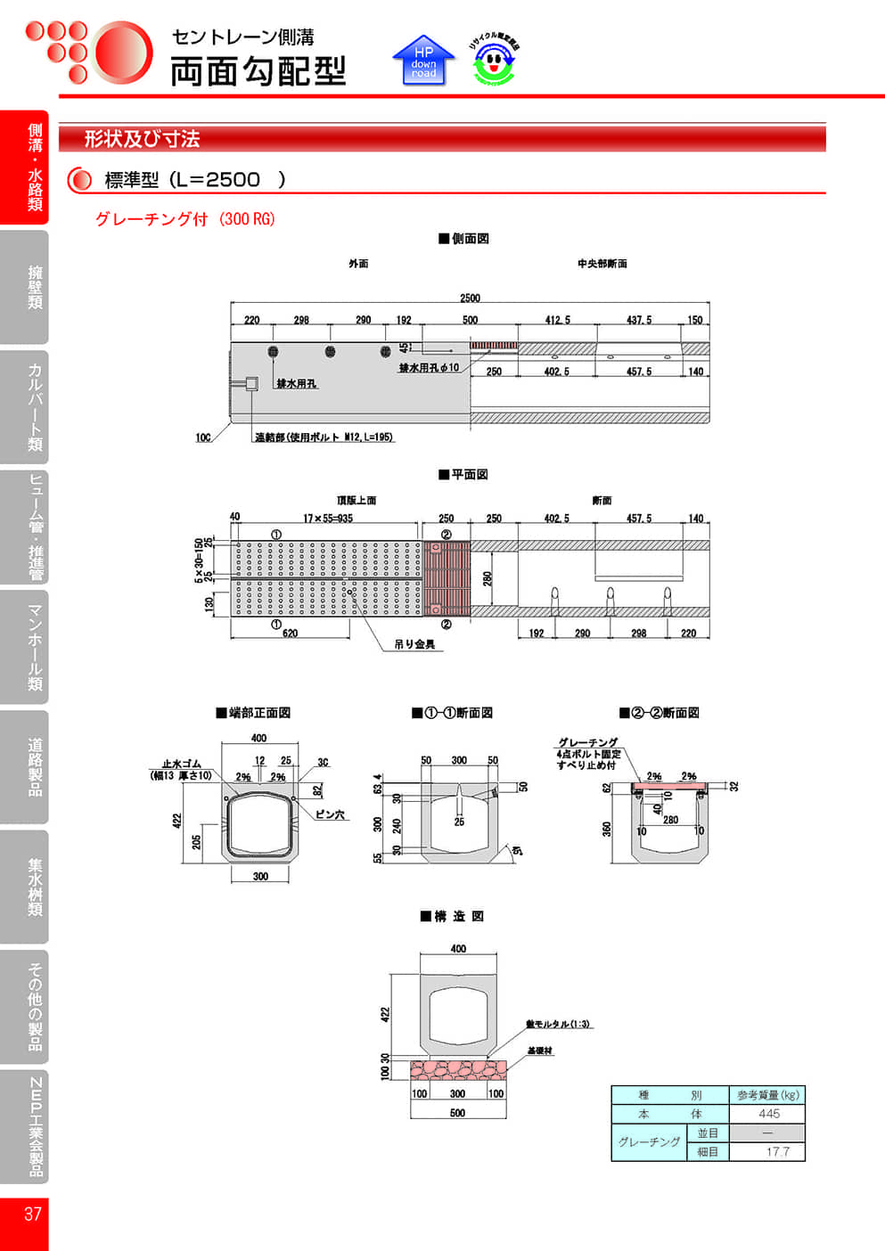 セントレーン側溝両面勾配型2
