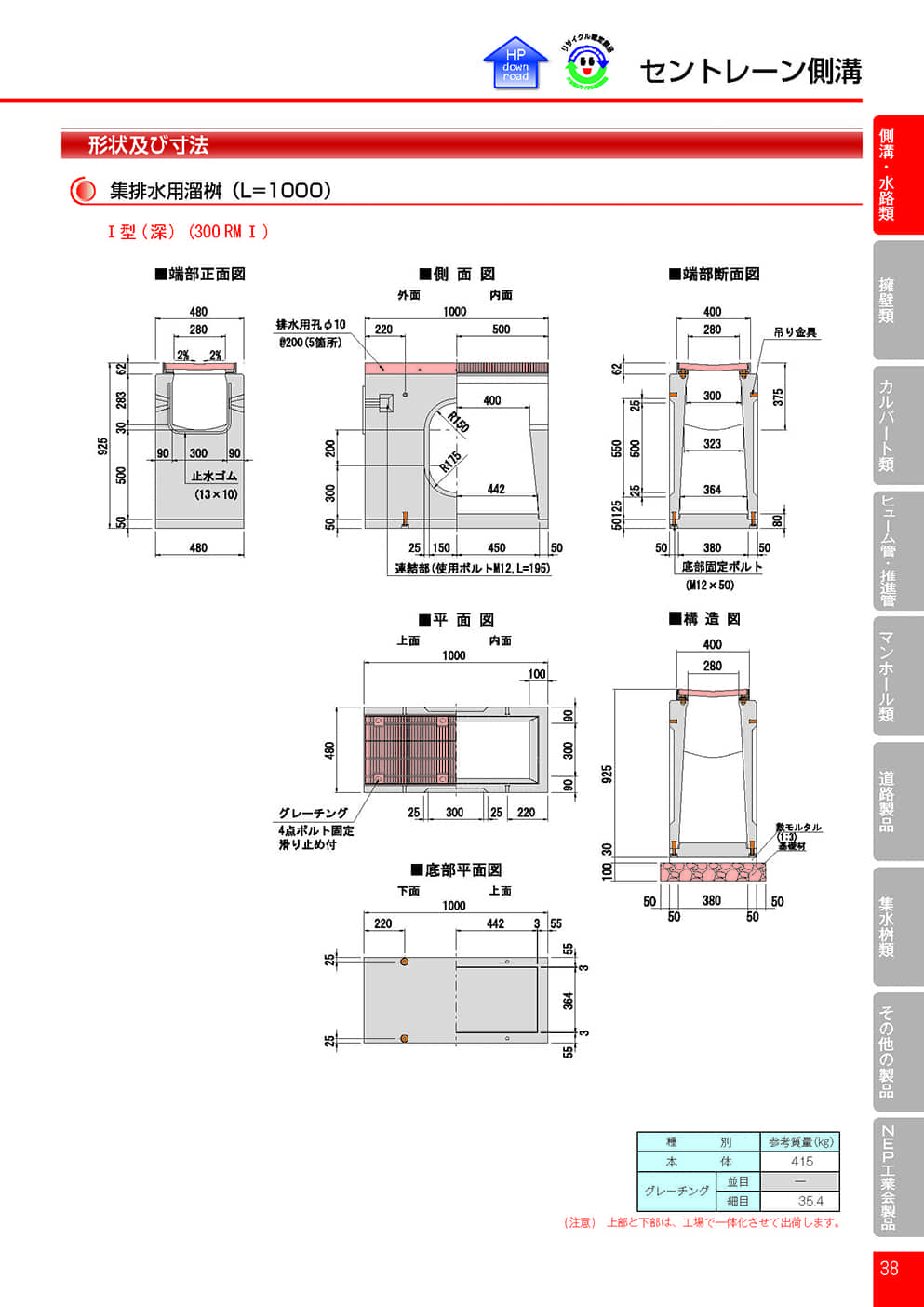 セントレーン側溝両面勾配型3